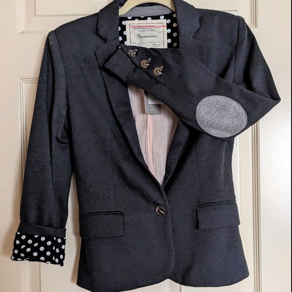 NWT Anthropologie Dotside Blazer with Polka Dot Lining - Extra Small Petite - Picture 3 of 5